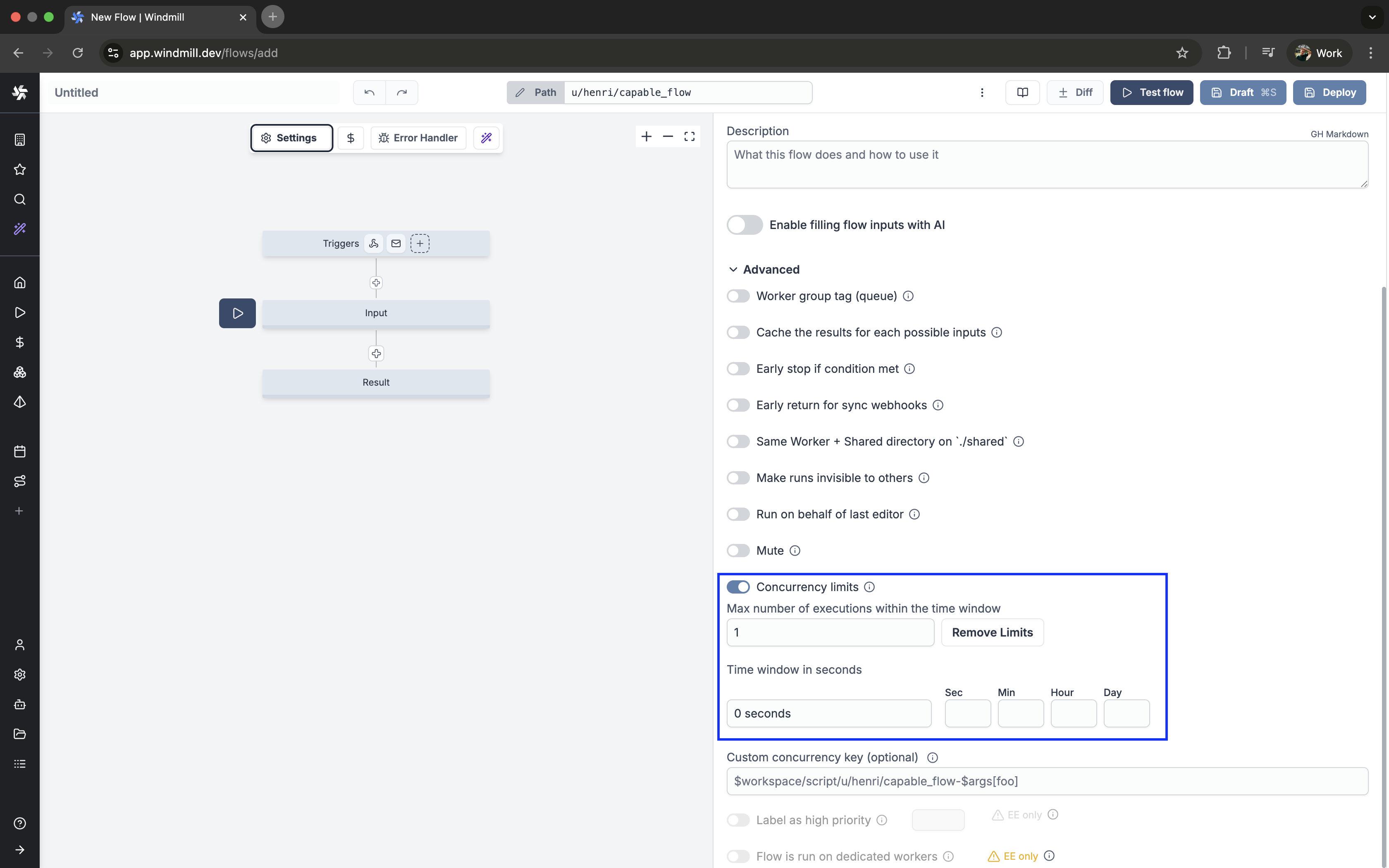 Concurrency limit of flow Concurrency limit of flow